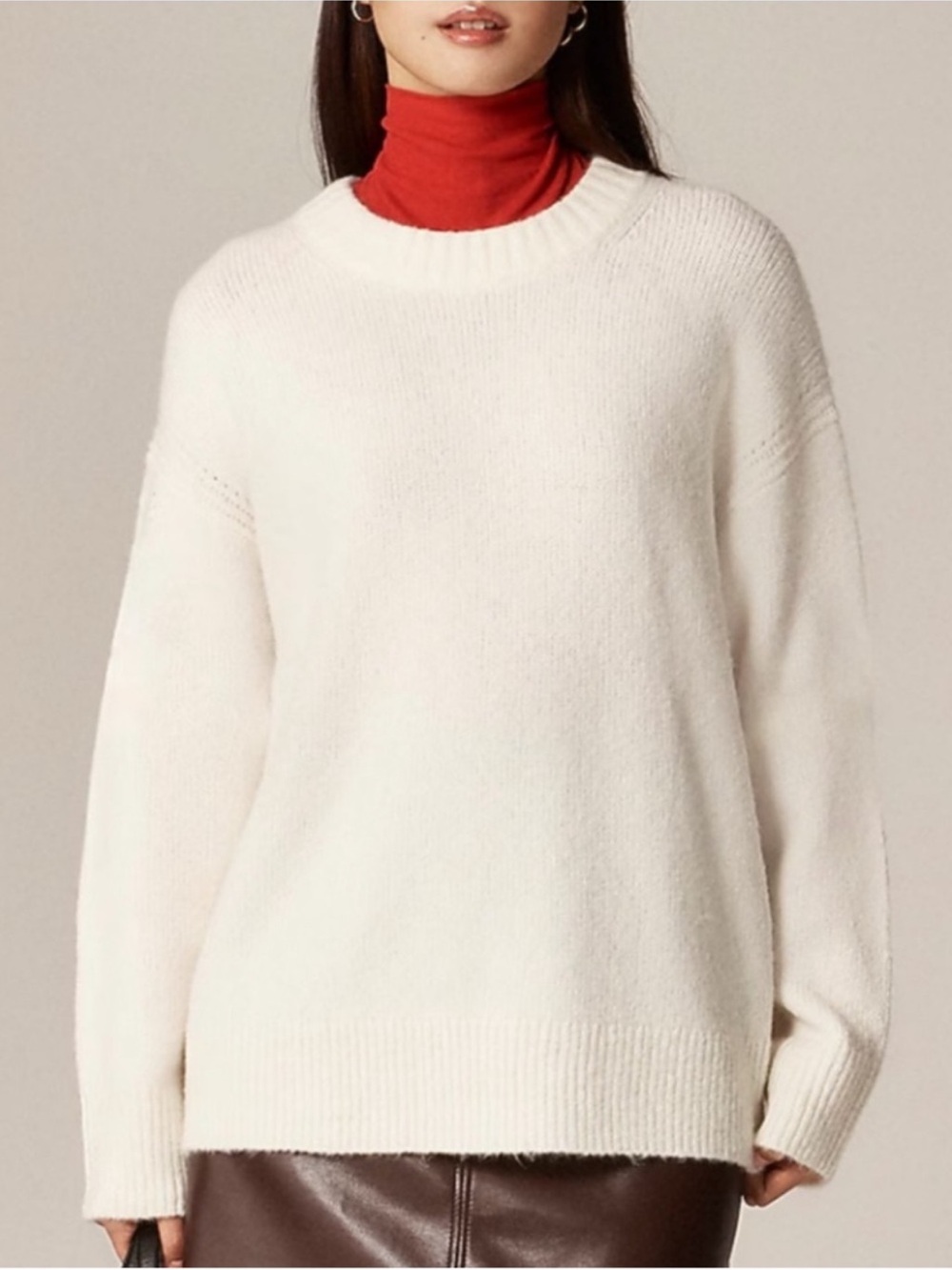 NEW J.β CREW Relaxed crewneck pullover in Ivory Wool Alpaca Blend small CN229